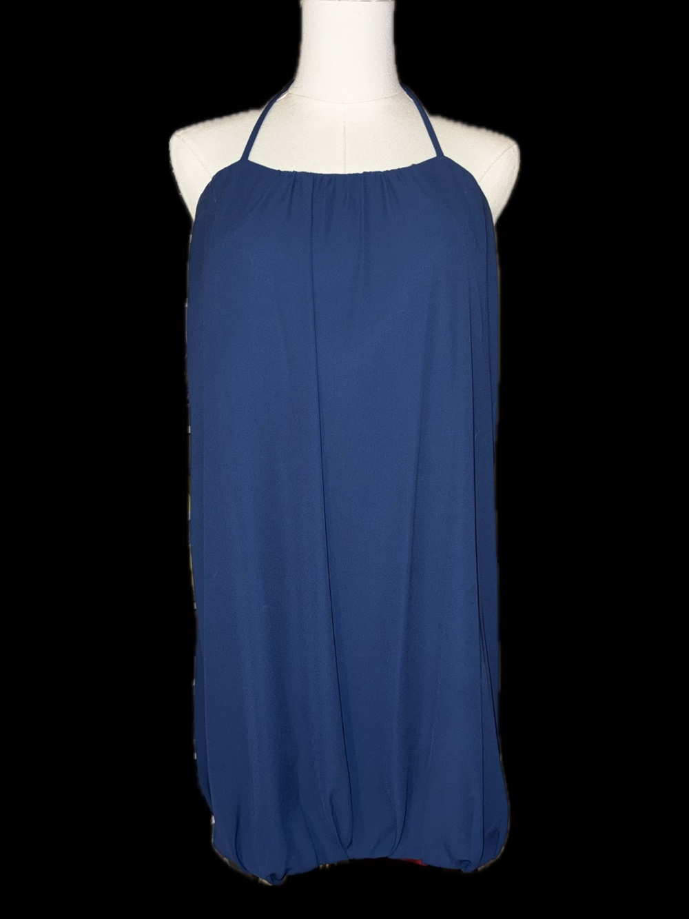 Paper Crown Navy Blue Halter Bubble-Hem Camisole